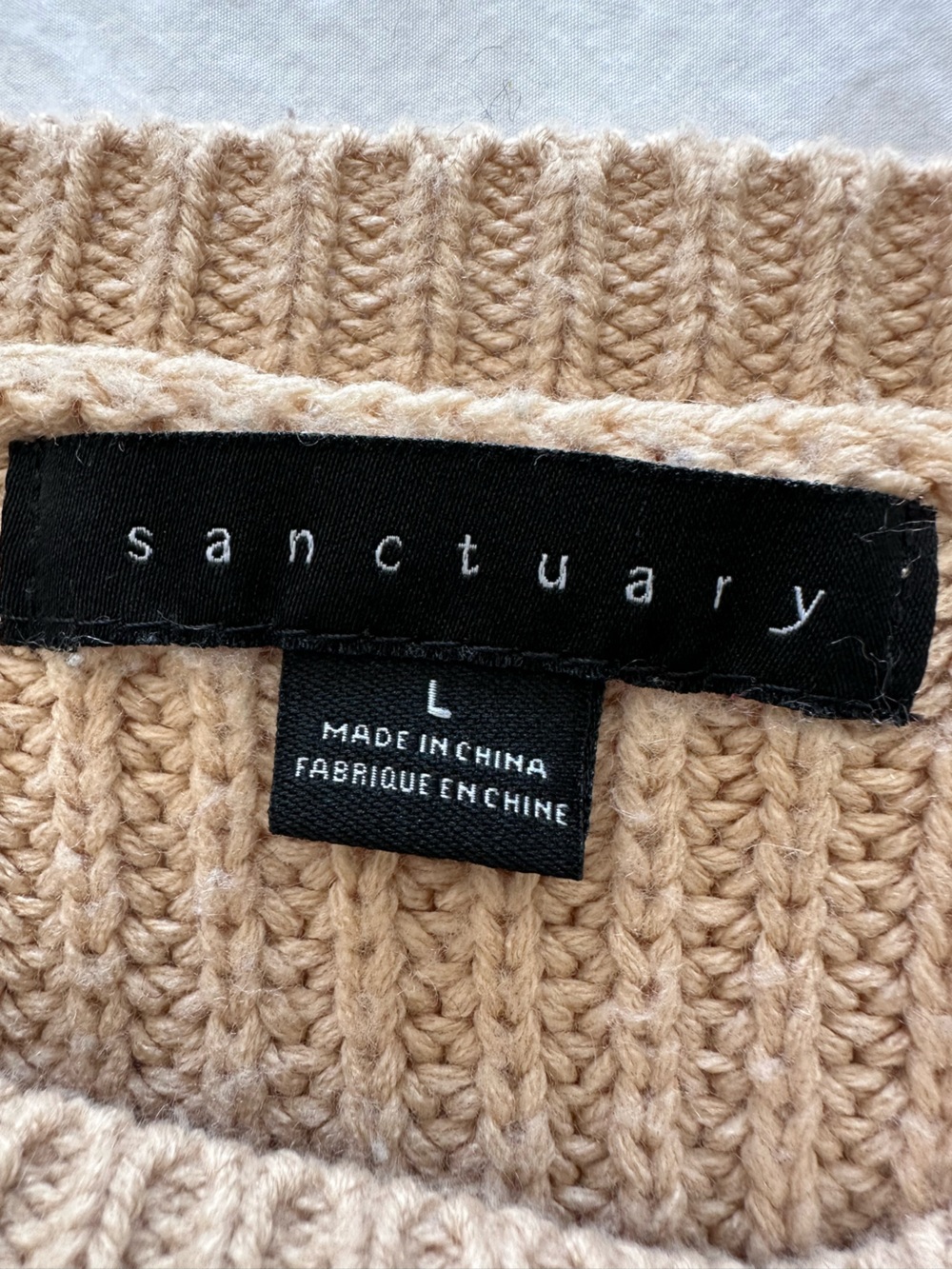 Sanctuary crewneck Sweater with Black & White Stripe Sleeve, size large - Picture 7 of 16